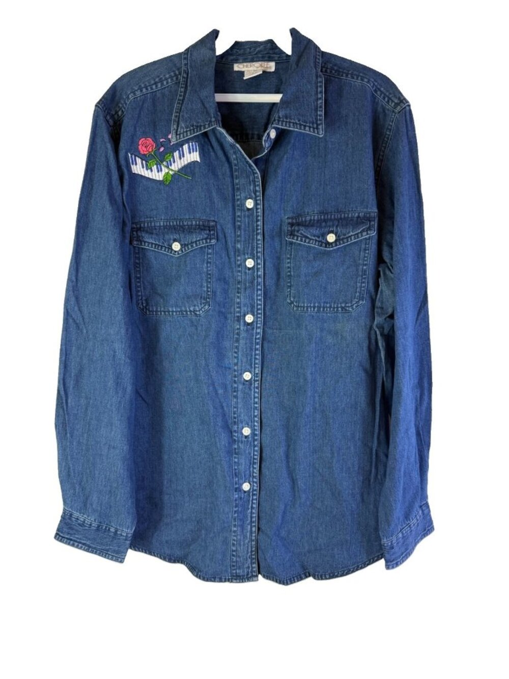 Deadstock vintage 90s Button Shirt Denim Piano Keyboard Streetwear